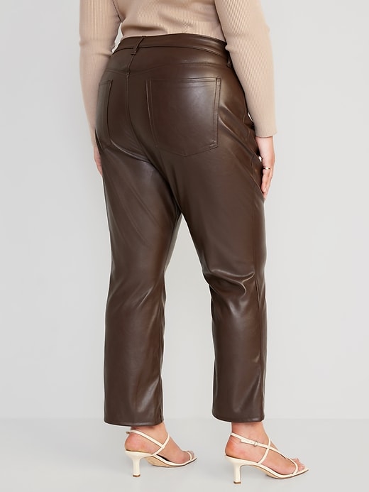 Image number 8 showing, High-Waisted Faux-Leather Boot-Cut Ankle Pants