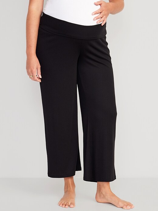 View large product image 1 of 2. Maternity Rollover Waist Cropped Pants