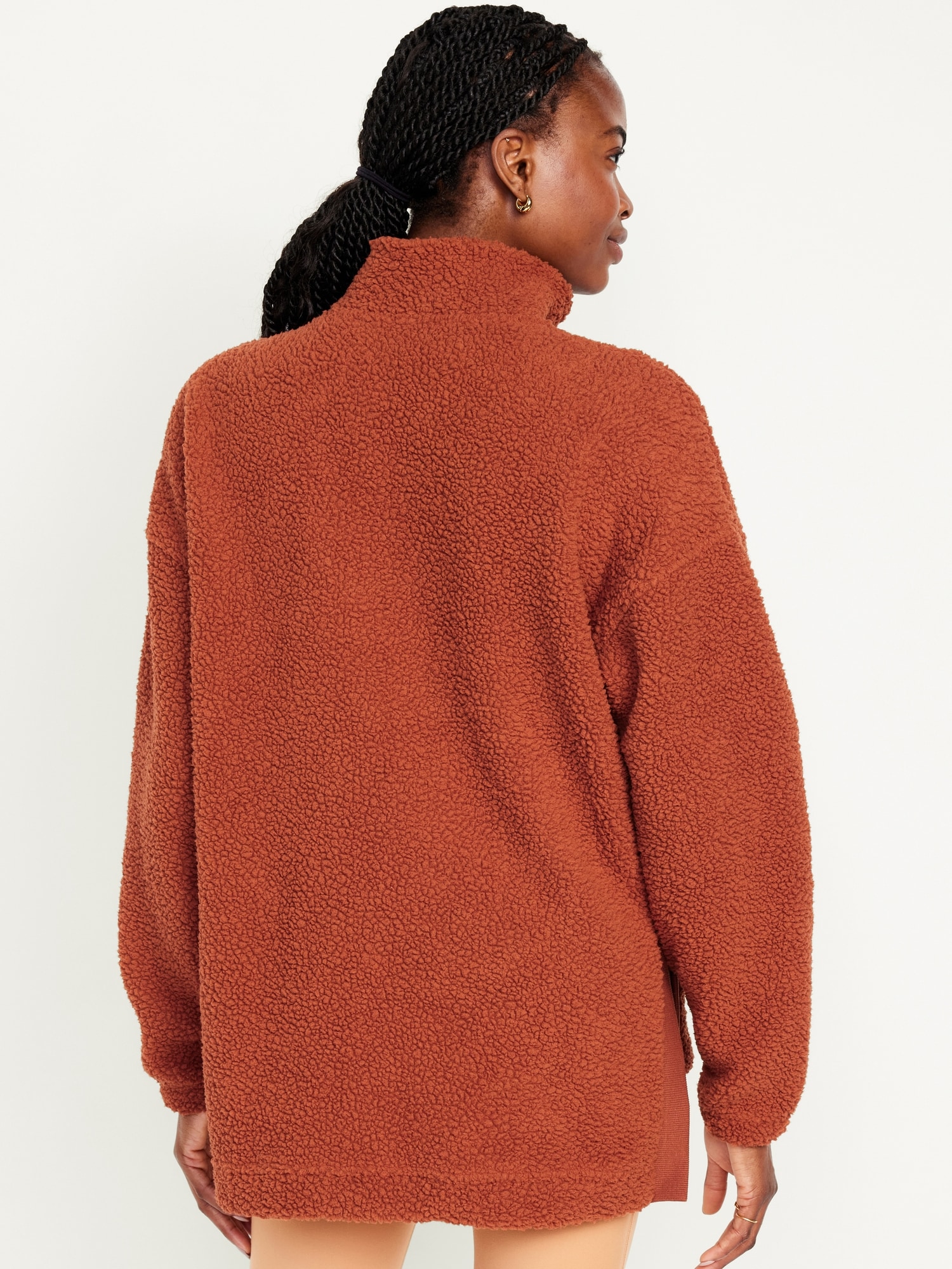 Step-Hem Sherpa Tunic Pullover