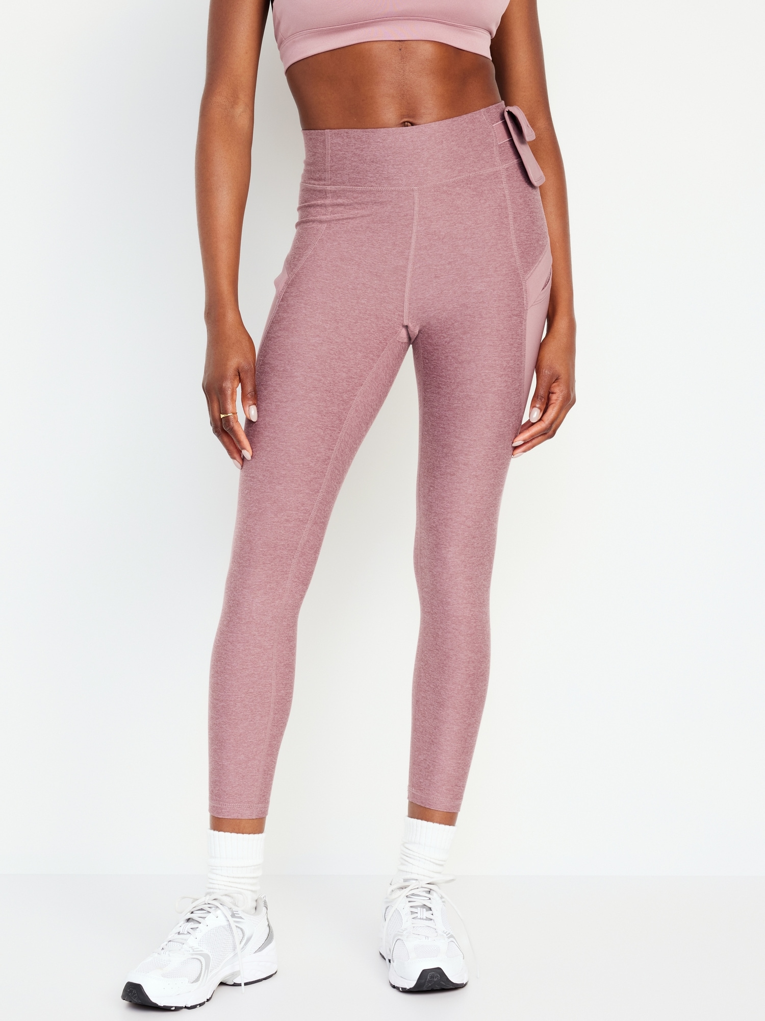 Gymshark Flex Leggings Womens Size XS Heathered Charcoal Gray Pink Waistband