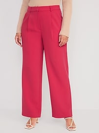 Extra High-Waisted Pleated Taylor Wide-Leg Trouser Suit Pants for