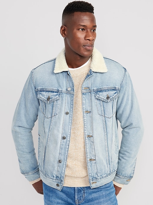 View large product image 1 of 3. Sherpa-Lined Jean Jacket