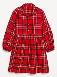 View large product image 3 of 5. Matching Long-Sleeve Button-Front Plaid Dress for Girls