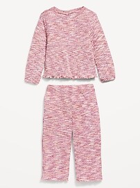 View large product image 3 of 3. Long-Sleeve Peplum Top and Wide-Leg Pants Set for Toddler Girls