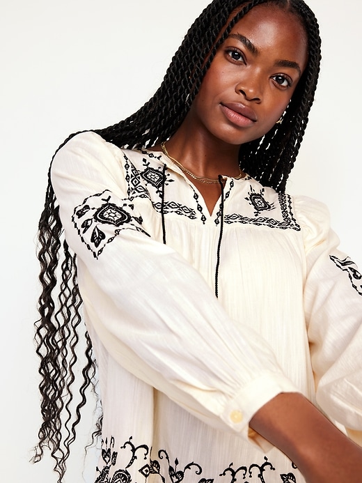 Image number 4 showing, Embroidered Boho Swing Blouse