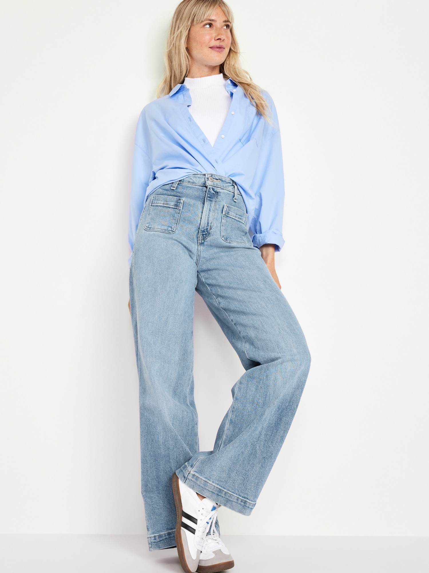 Extra High-Waisted Ripped Wide-Leg Jeans, Old Navy