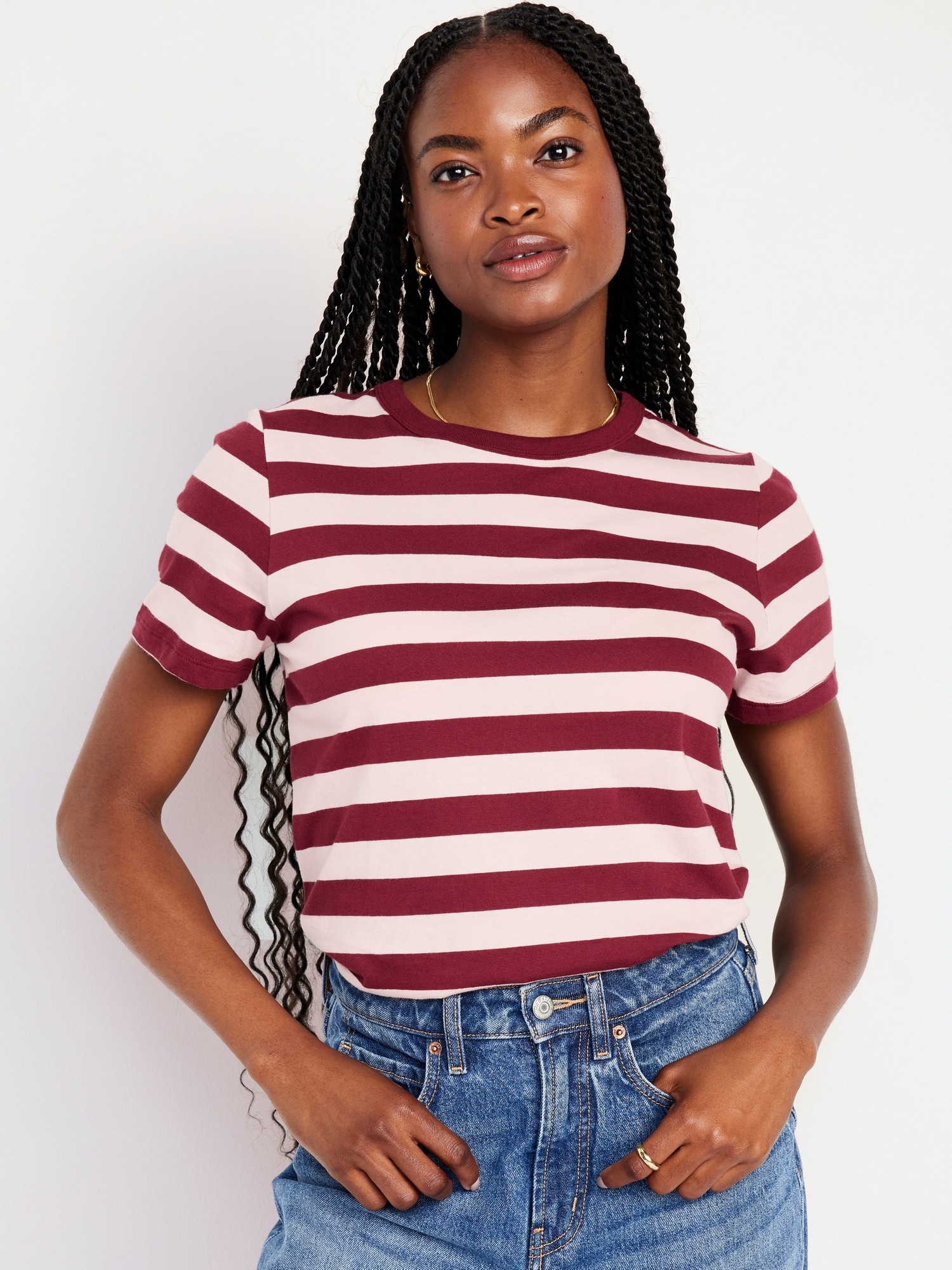 EveryWear Striped T-Shirt for Women Navy