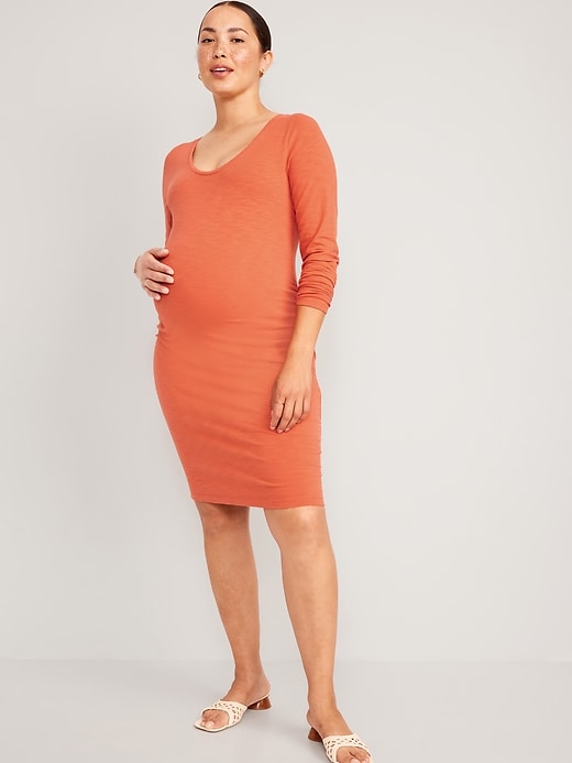 View large product image 1 of 1. Maternity Long-Sleeve Jersey Bodycon Dress