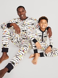 Gender-Neutral Matching Fair Isle One-Piece Pajamas for Kids
