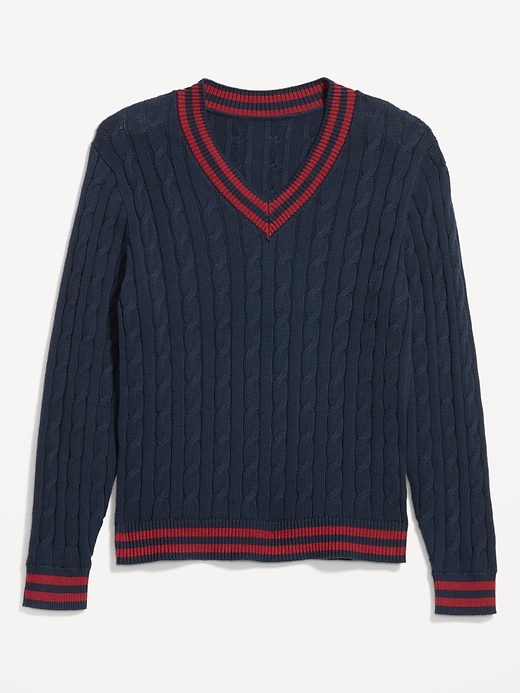 Image number 4 showing, V-Neck Cable-Knit Pullover Sweater