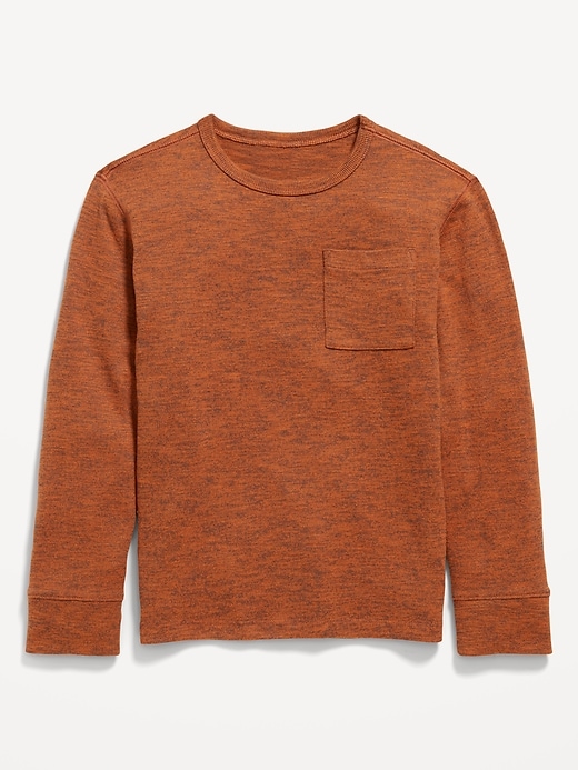 View large product image 1 of 1. Cozy-Knit Long-Sleeve Solid Pocket T-Shirt for Boys