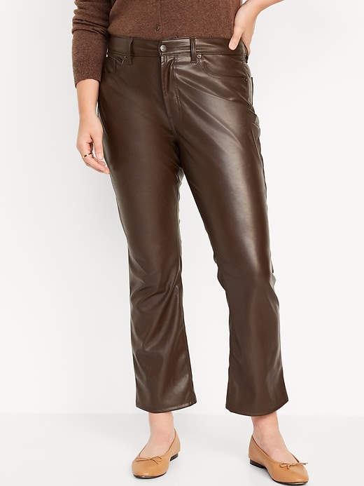 Image number 5 showing, High-Waisted Faux-Leather Boot-Cut Ankle Pants