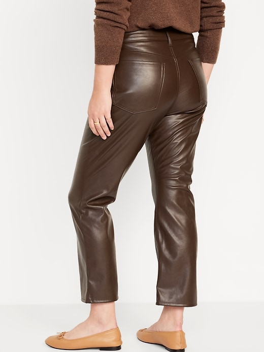 Image number 6 showing, High-Waisted Faux-Leather Boot-Cut Ankle Pants