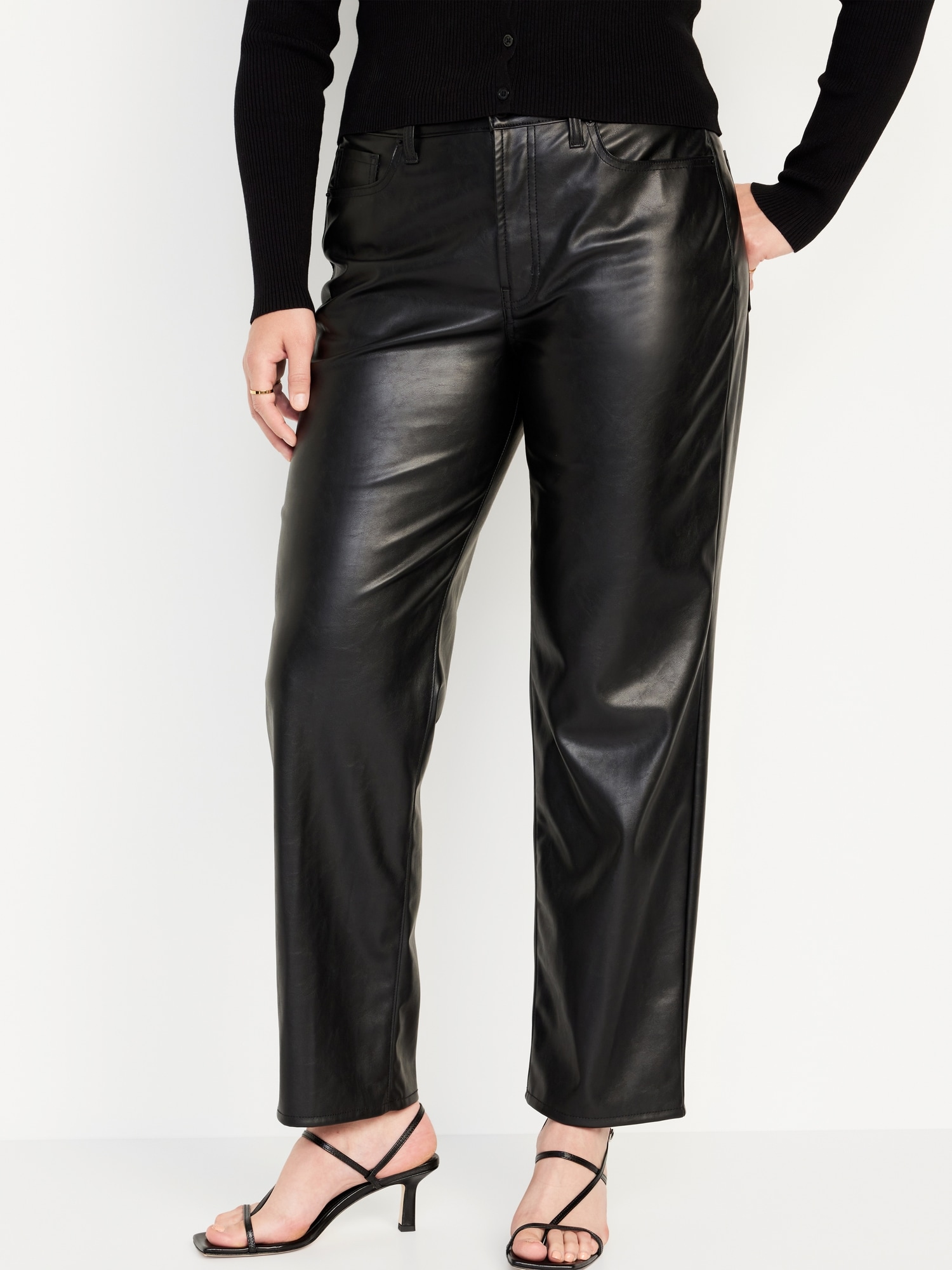 Express Express Womens 8 Black High Waisted Faux Leather Pants