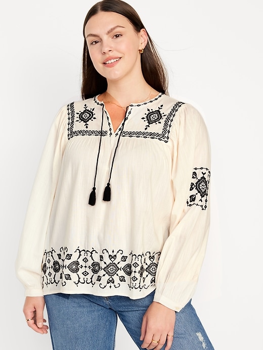Image number 5 showing, Embroidered Boho Swing Blouse