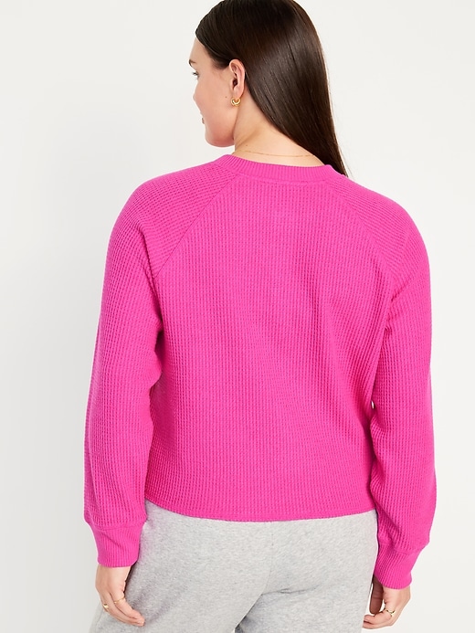 Plush WaffleKnit Henley Top for Women Old Navy