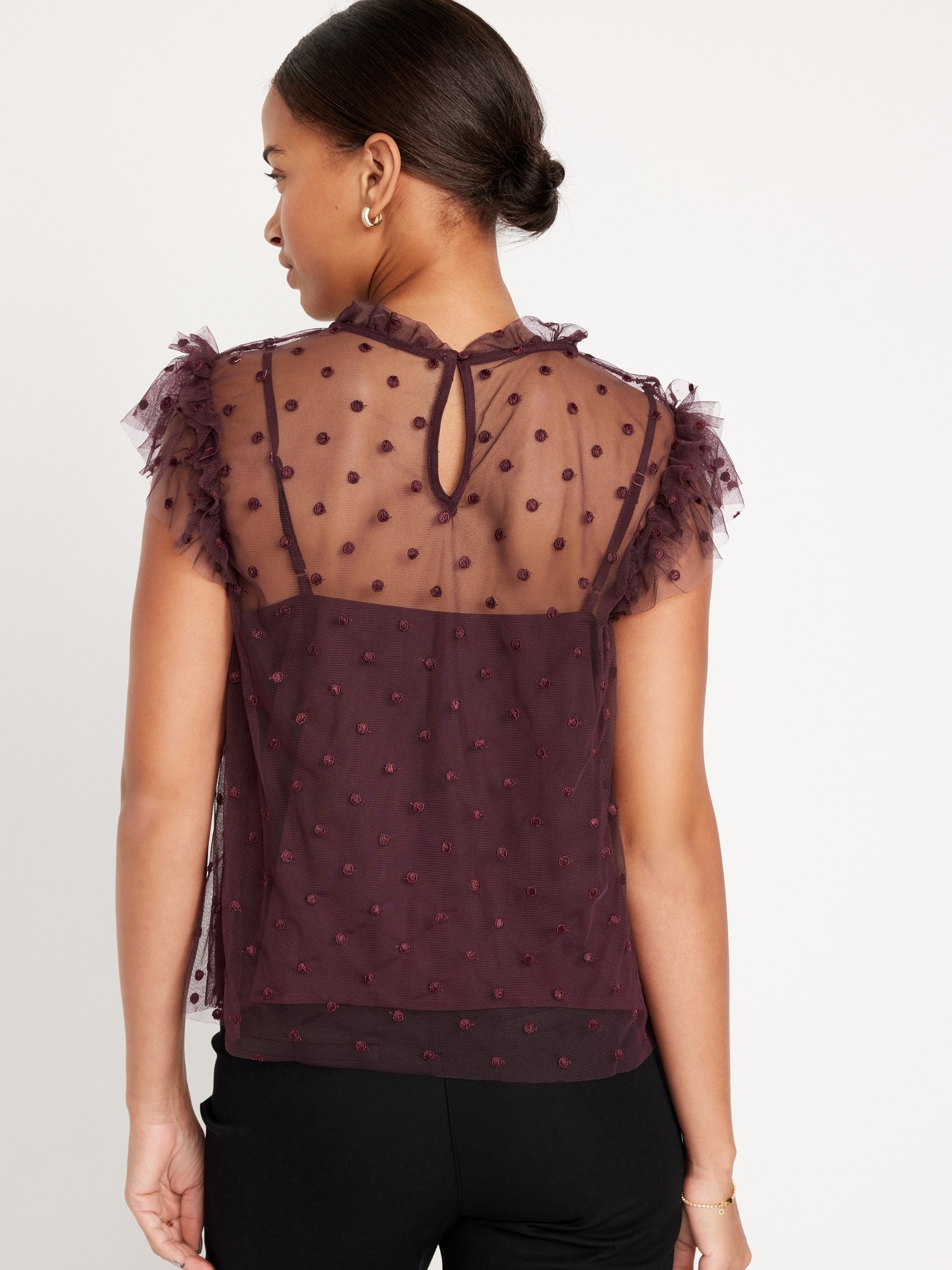 Ruffle-Trim Sheer Top for Women | Old Navy