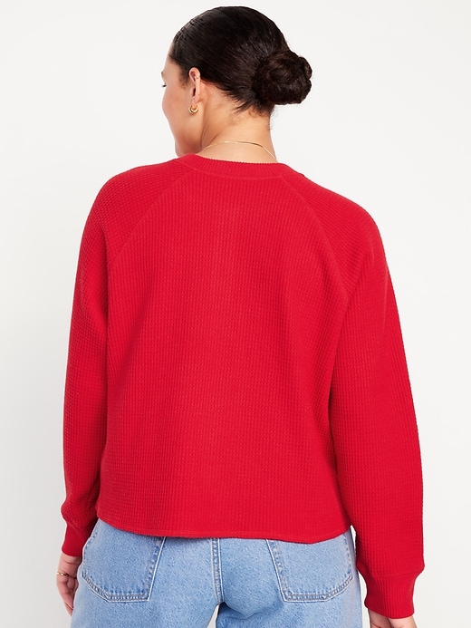 Image number 6 showing, Plush Waffle-Knit Henley Top