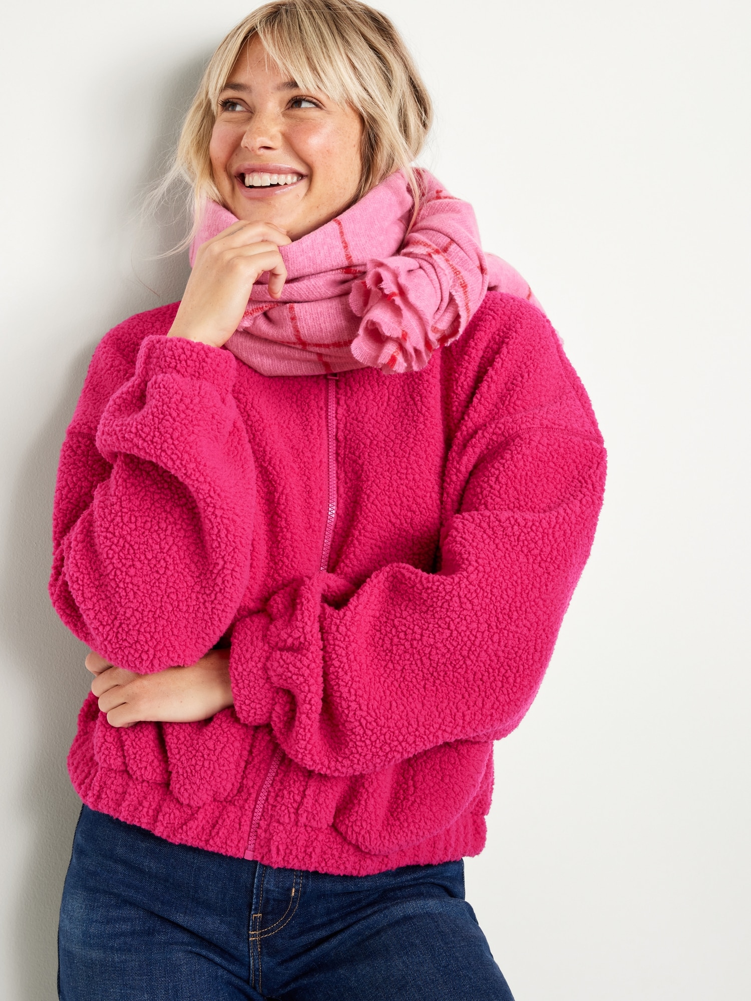 Oversized Full-Zip Sherpa Pullover for Women | Old Navy