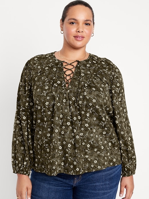 Image number 6 showing, Tie-Front Boho Swing Blouse