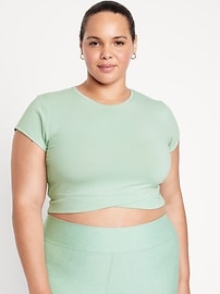 PowerChill Cropped Cross-Front T-Shirt for Women, Old Navy