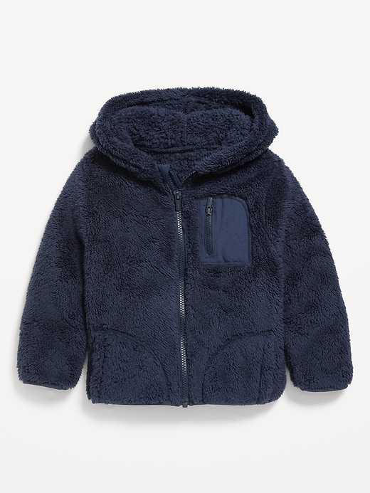 View large product image 1 of 1. Unisex Sherpa Zip-Front Pocket Hooded Jacket for Toddler