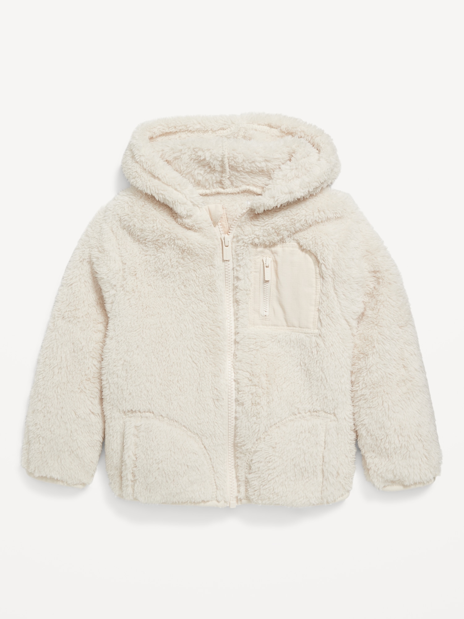 Unisex Sherpa Zip-Front Pocket Hooded Jacket for Toddler