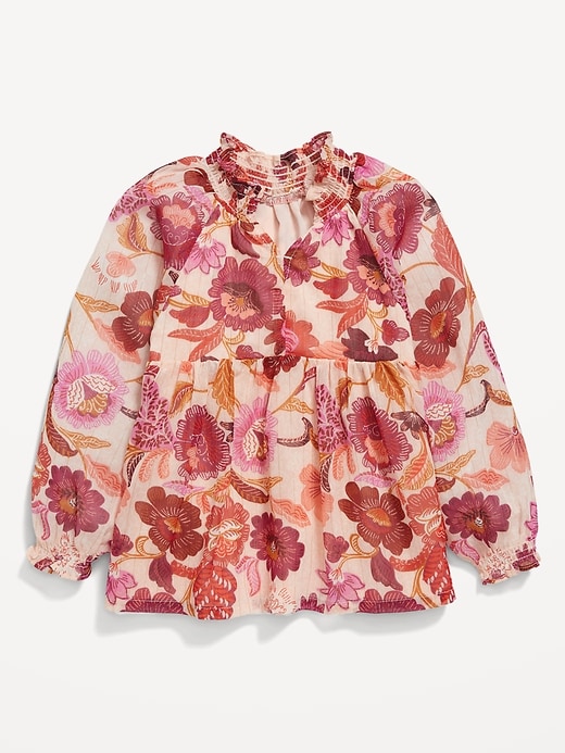 View large product image 1 of 2. Long-Sleeve Printed Chiffon Swing Top for Toddler Girls