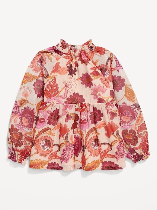 View large product image 2 of 2. Long-Sleeve Printed Chiffon Swing Top for Toddler Girls