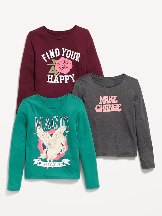 View large product image 1 of 1. Long-Sleeve Graphic T-Shirt 3-Pack for Girls