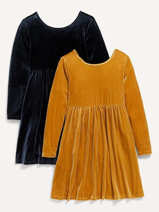 View large product image 1 of 2. Long-Sleeve Velvet Dress 2-Pack for Girls