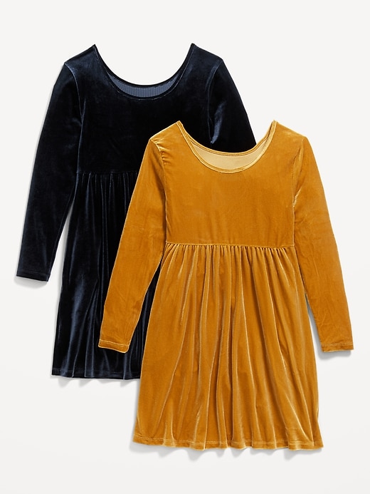 View large product image 2 of 2. Long-Sleeve Velvet Dress 2-Pack for Girls