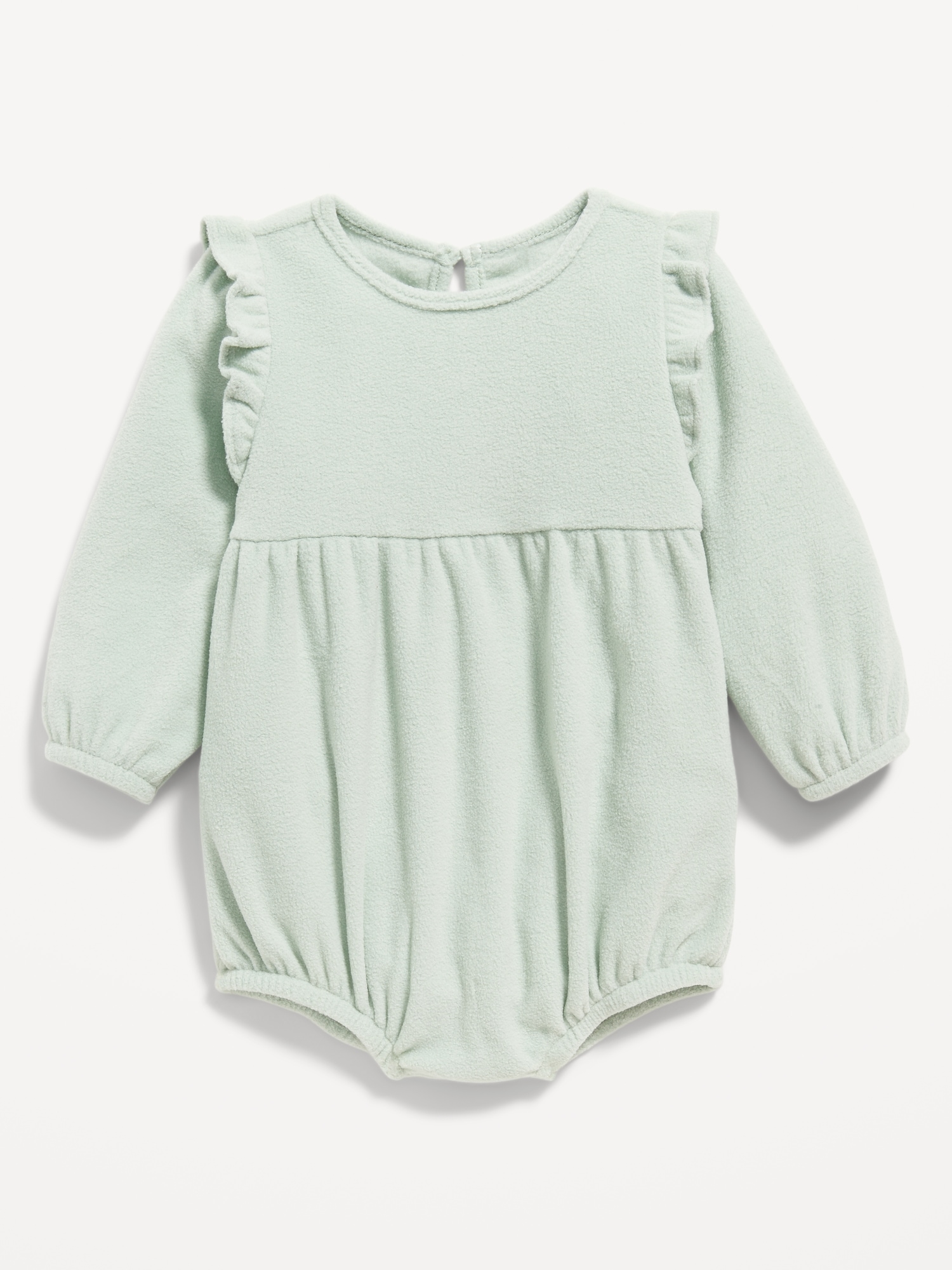 Long-Sleeve Ruffle-Trim Microfleece Romper for Baby