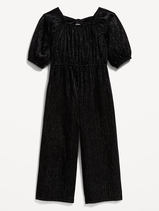 View large product image 1 of 2. Velvet Puff-Sleeve One-Piece Jumpsuit for Toddler Girls
