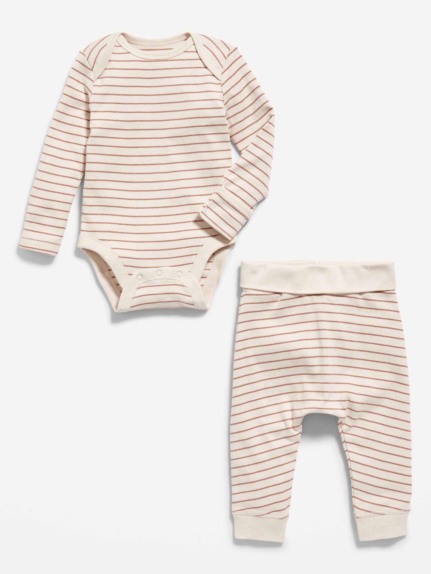 Unisex Striped Organic-Cotton Bodysuit & Pants Set for Baby