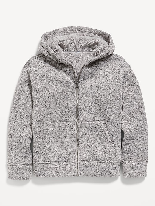 View large product image 2 of 2. Cozy Sweater-Fleece Sherpa-Lined Zip Hoodie for Boys