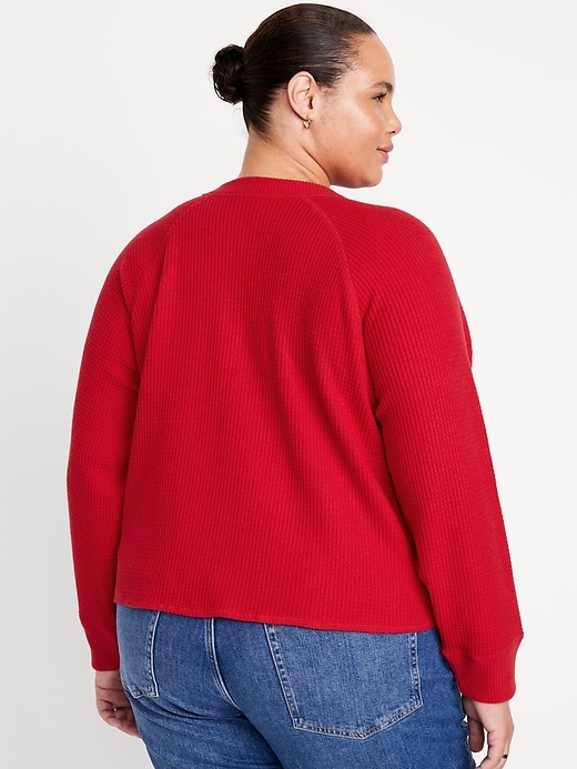 Image number 8 showing, Plush Waffle-Knit Henley Top