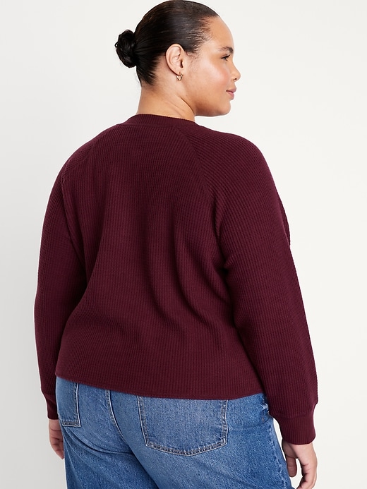 Image number 8 showing, Plush Waffle-Knit Henley Top