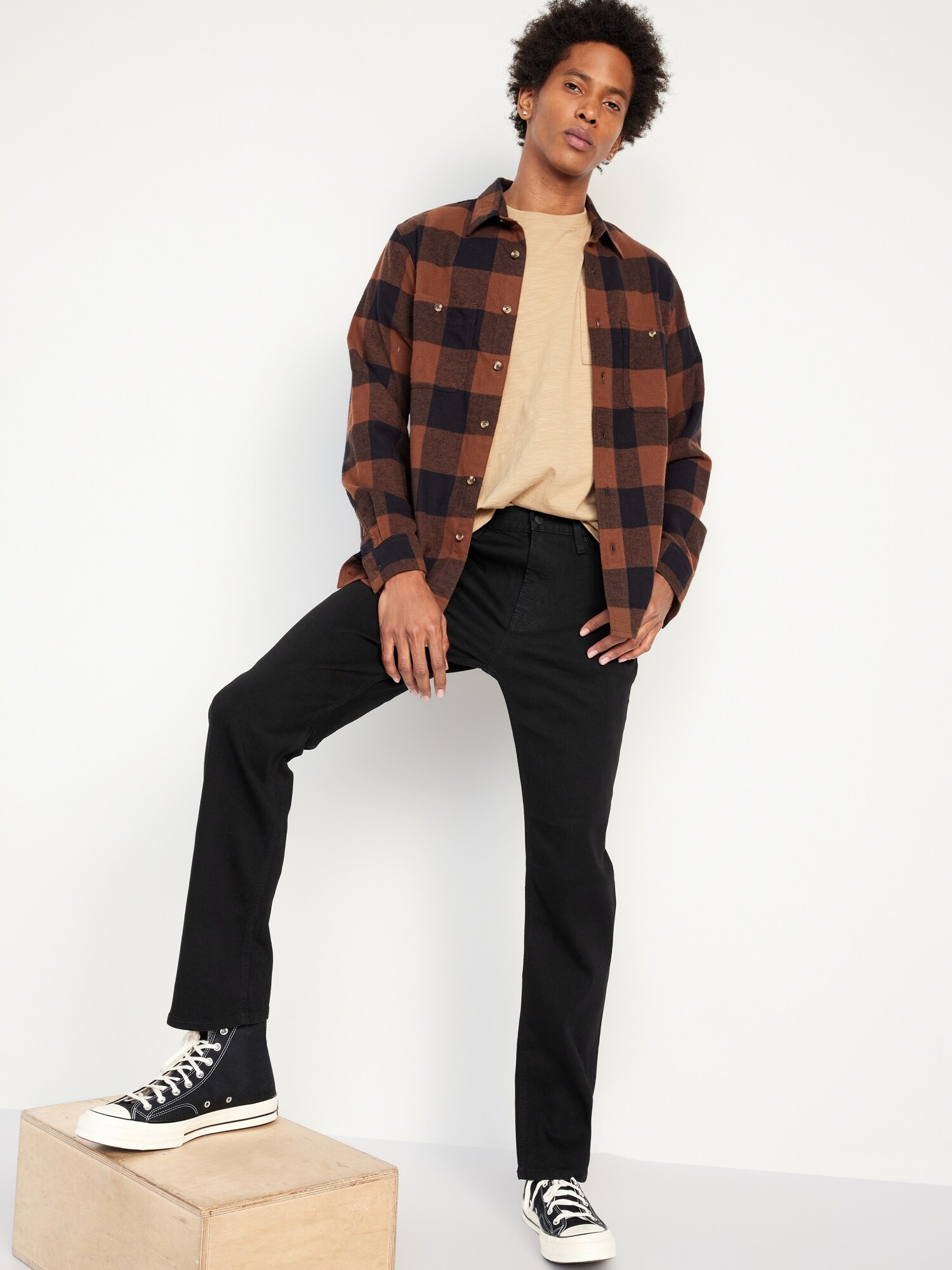 Мужские джинсы Old Navy Straight Built-In Flex, цвет: Чёрный — фото 3