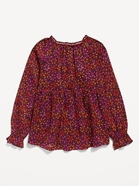 View large product image 3 of 3. Long-Sleeve Printed Chiffon Top for Girls