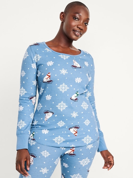 Image number 5 showing, Waffle-Knit Pajama Top