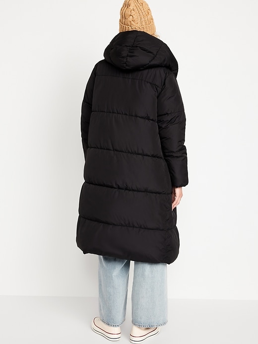 Water-Resistant Long Hooded Puffer Coat