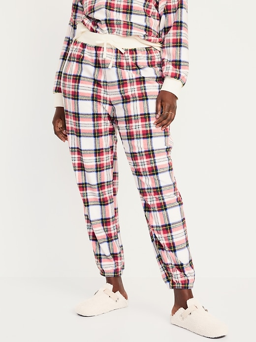 Image number 5 showing, High-Waisted Micro Fleece Pajama Jogger Pants