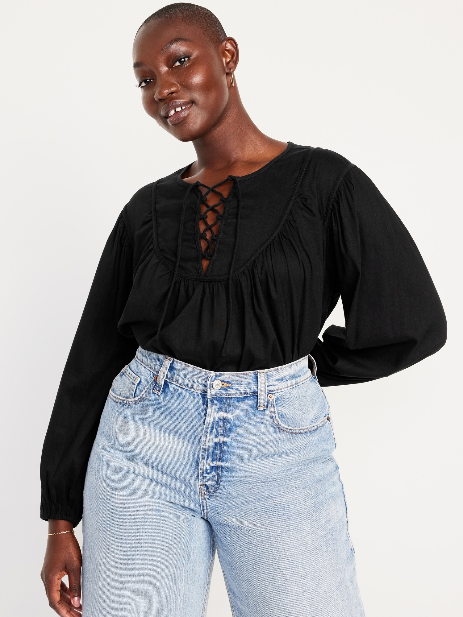 Tie-Front Boho Swing Blouse | Old Navy