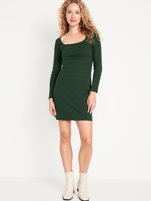 Image number 1 showing, Fitted Square-Neck Mini Dress