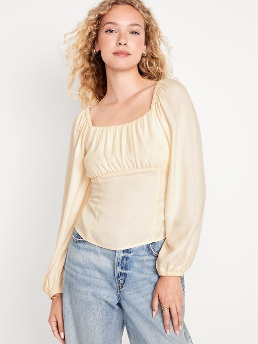 Image number 1 showing, Square-Neck Crepe Top