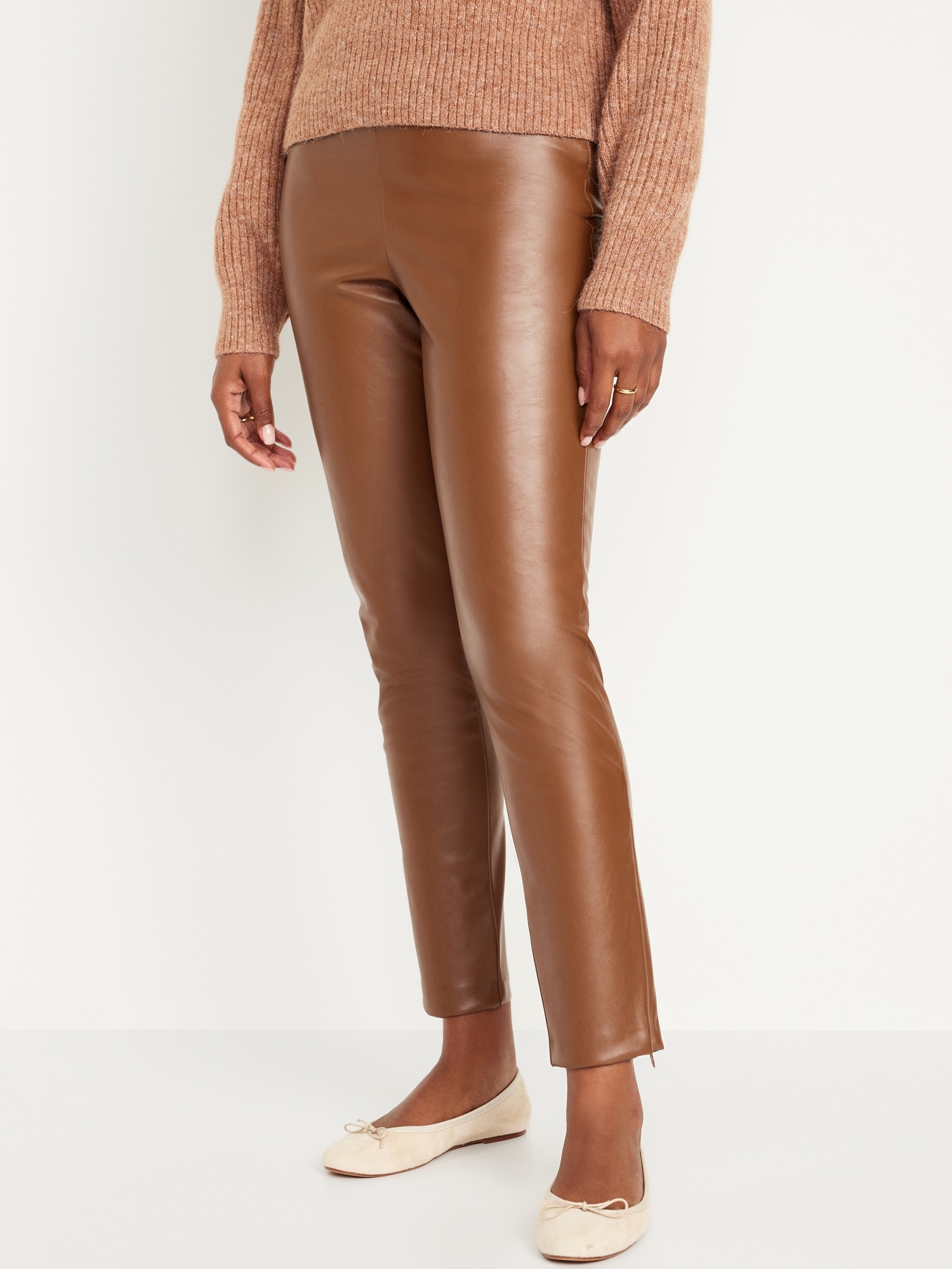 LTS Tall Women's Khaki Green Faux Leather Leggings | Long Tall Sally