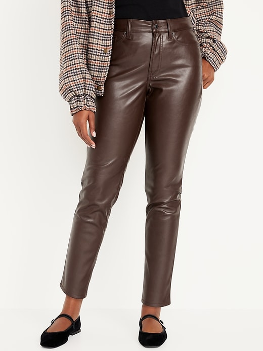 Image number 1 showing, High-Waisted OG Straight Faux-Leather Ankle Pants