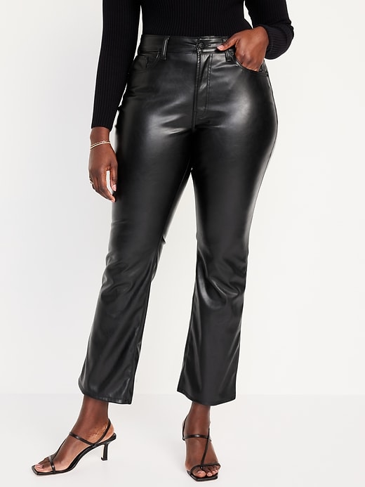 Image number 5 showing, High-Waisted Faux-Leather Boot-Cut Ankle Pants