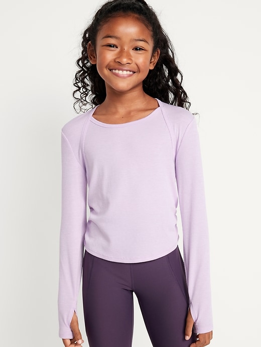 View large product image 1 of 4. UltraLite Long-Sleeve Faux-Shrug Top for Girls